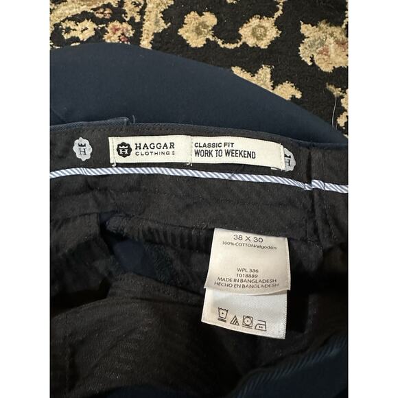 Haggar Navy Blue Pants Mens 38x30 Classic Fit Work to Weekend - Picture 5 of 6